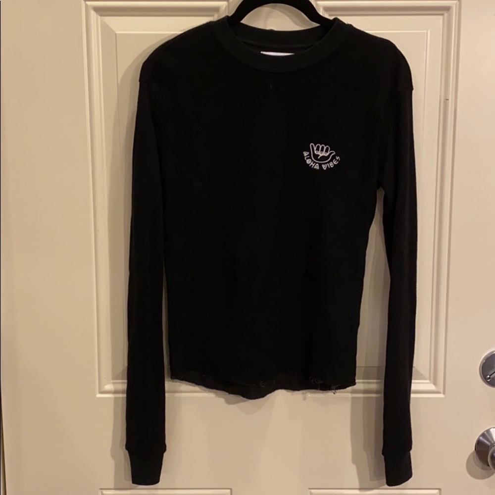 Black cotton aloha vibes crew